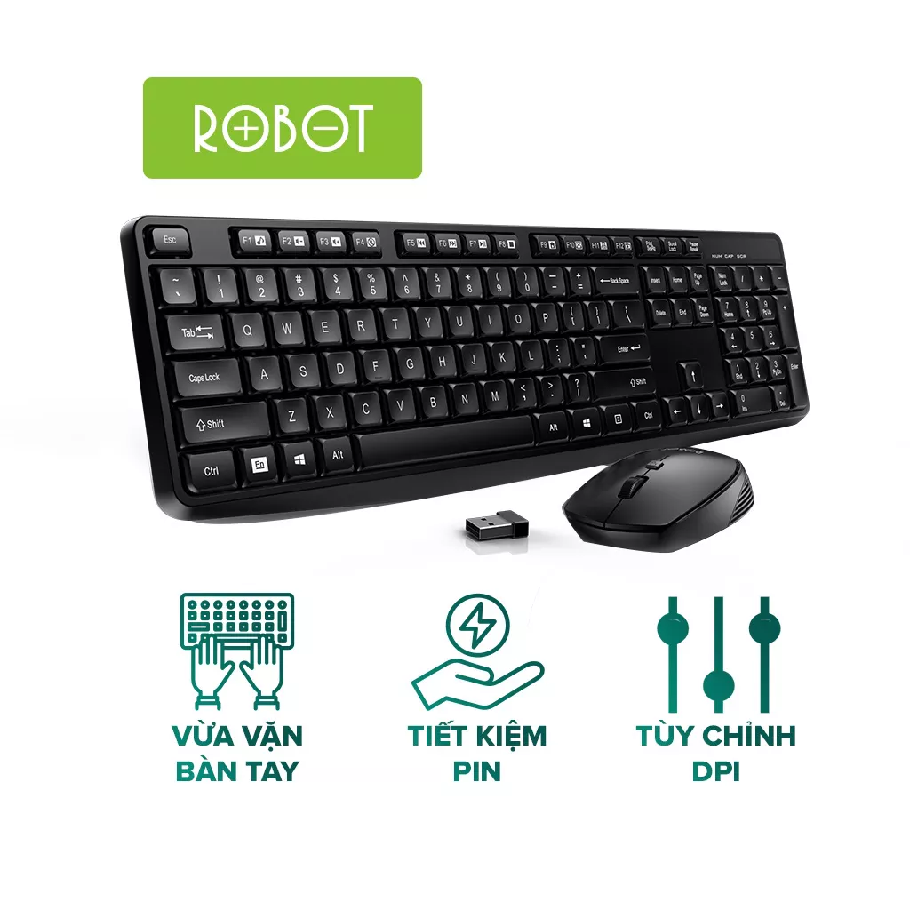 Bộ phím chuột không dây Robot KM3100 2.4 GHz