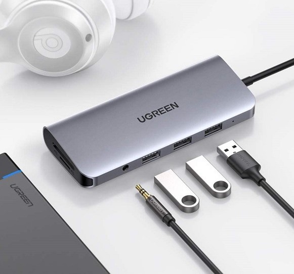 Bộ chuyển USB Type C HDMI+ VGA +LAN + USB 3.0 + SD-TF + sạc Type-C Ugreen 80133