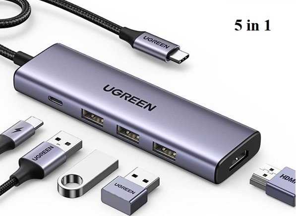 Bộ chuyển đổi USB-C sang USB-C + 3*USB 3.0+ HDMI hỗ trợ 4K Ugreen 15596