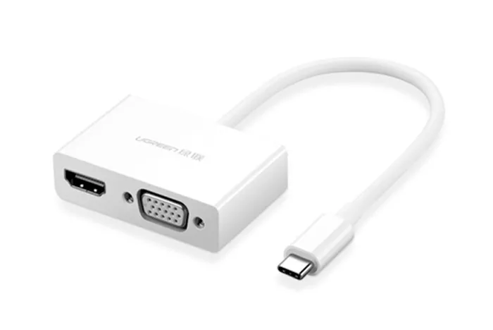 Cáp chuyển đổi Type C sang HDMI +VGA đầu âm dài 15cm Ugreen 30843