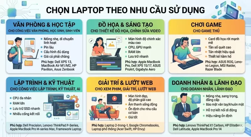 Chọn laptop theo nhu cầu sử dụng